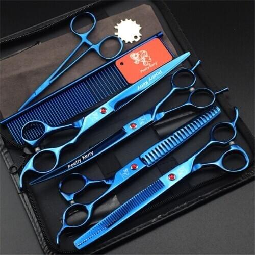 High quality 8inch Japan Professional Pet Scissors Set With Case Bag Dog Cat Tesoura Pets Grooming Cutting Scissors Shears Kit