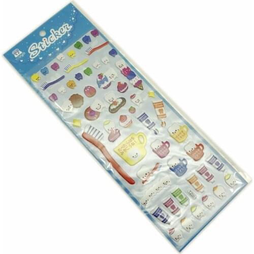 New 1 pc Cute molar shaped cartoon teeth losing tooth fairy puffy plastic sticker for Dentist dental gift kids scrapbook