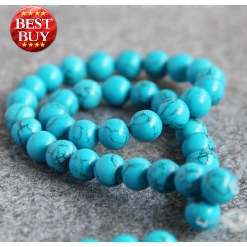 New For Necklace&Bracelet 10mm Natural Blue Turkey Stone Loose Beads Stripe DIY Howlite Jewelry Accessory Parts Hand Made 15inch