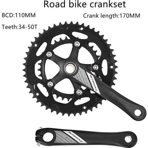 Bicycle Crankset Road BCD110MM Aluminum Alloy Road Bike Crankset 170MM Crank Arms 34-50T Bike Crankset Bicycle Parts 16/18 Speed