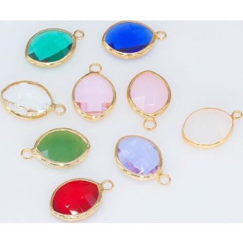 12p10x14mm Leaf shape Faceted Framed Glass Charm Crystal Pendants Earrings Necklace Connectors jewelry making Dress dangle beads