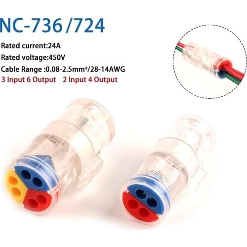 Docking Quick Wire Connector Round Disassemble Cable Connectors Plug-in 1 into 2 out Universal Butt Conductor Terminal block