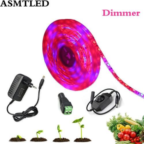 1-5m Set Plant Grow Strip lights Waterproof Full Spectrum Flower Phyto LED Strip Lamp + Power Adapter For Greenhouse Hydroponic