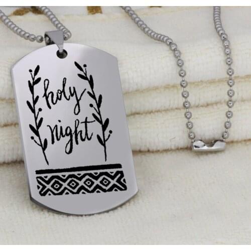 Ufine Christmas gift jewelry holy night tree leaf pendant army card stainless steel custom necklace N4563