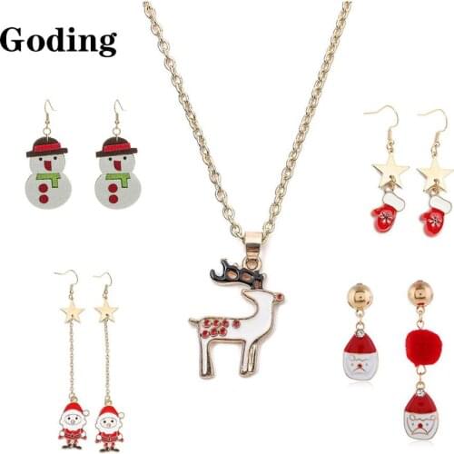 European And American Style Christmas Elk Elderly Snowman Couple Pendant/Alloy Earrings Necklace Combination/XMAS Decor