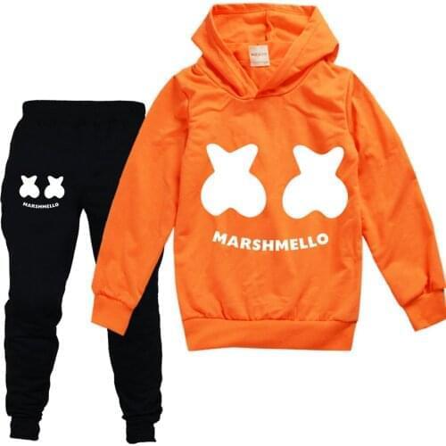 DJ Marshmello Spring Baby Girls Suit Childrens Cute Cartoon Clothing Sets T-shirt +Trousers Childrens Fashion leisure Clothing