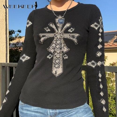 WEEKEEP Women's Knitted T-shirts