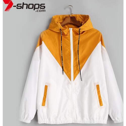 AECU Spring Autumn Women' Jacket Fashion Hooded Windbreaker Jacket Zipper Pockets Casual Long Sleeves Feminino Coats Outwear