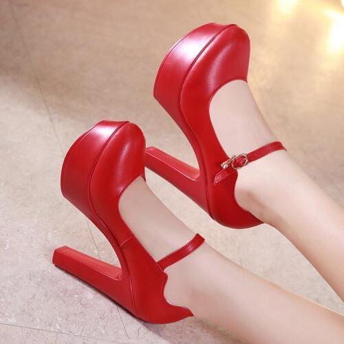 Thick with round head waterproof platform thick-soled cheongsam performance model catwalk shoes female 13cm super high hate high