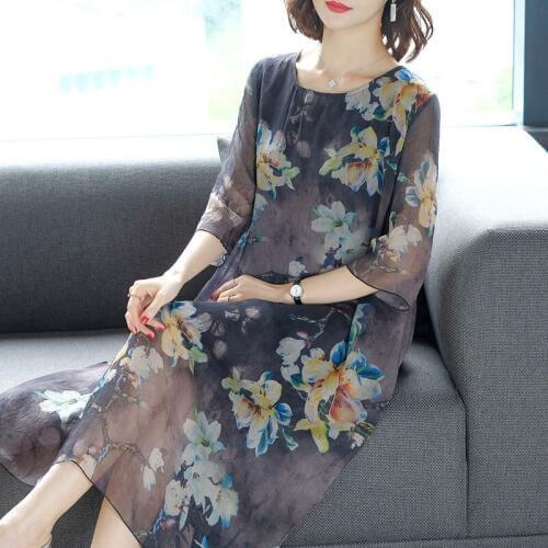 Womens Dresses New Arrival 2019 Summer Sundress Floral Dress Midi Elegant Ladies Plus Size Dresses For Women 4Xl 5Xl 6Xl AA4768