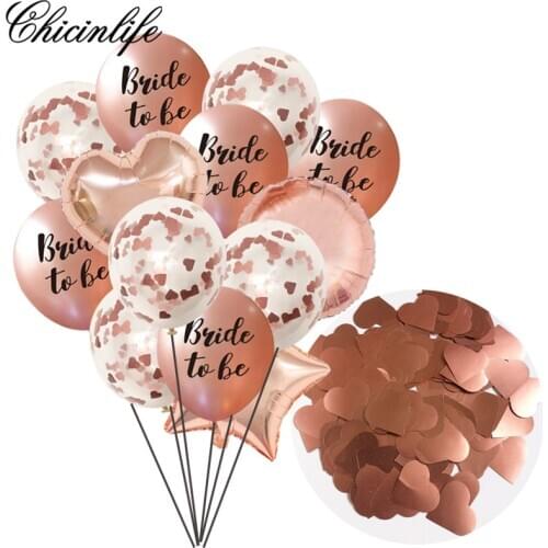 1Set Rose Gold Bride to Be Heart Confetti Latex Balloon Bridesmaid Wedding Bridal Shower Hen Night Bachelorette Party Decoration