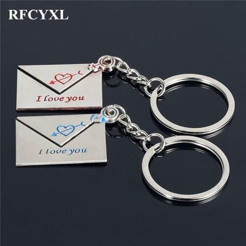 1 Pair Hot Sale Loving Envelope Metal Keyrings Key Chains Lovers Ring Couples keychain For Man Women High Quality Gift