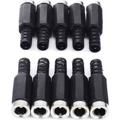 10pcs 2.1mmx5.5mm DC Power Male / Female Plugs Jack Socket Adapter Connector For Power Supply
