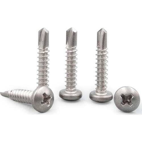 50Pcs M3.5x(16/19/25/32mm L) Stainless steel phillips round head screws cross self-tapping drill tail screw bolts