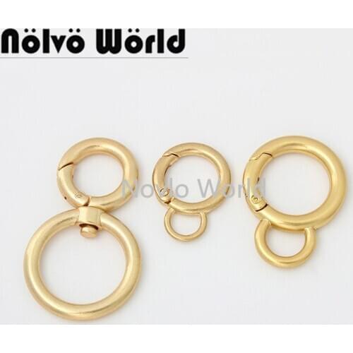 10-50 pieces 3 size 16mm 21mm 25mm Satin gold Spring Gate Double Ring Bags Belt Strap Dog Chain Buckles DIY Snap Clasps Clip