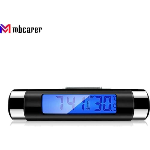 CT20 Car Digital LCD Clock/Temperature Display Electronic Clock Thermometer Car Digital Time Clock Portable 2 in 1 Car Accessory