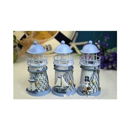 Free shipping New 2014 Hot-selling Zakka Mediterranean-style lighthouse wrought iron Candlestick Candle holder Home decoration