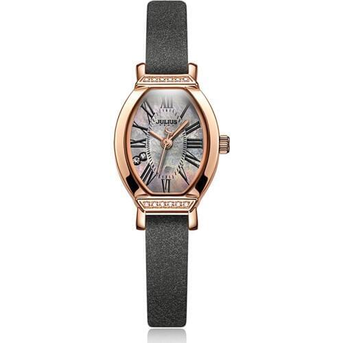New Retro Lady Womens Watch Japan Mov't Hours Elegant Real Leather Bracelet Setting CZ Clock Girl Birthday Gift Julius Box
