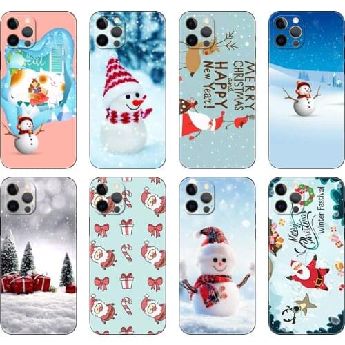 Black tpu case for iphone 5 5s se 2020 6 6s 7 8 plus x 10 XR XS 11 12 mini pro MAX back cover Cute Christmas