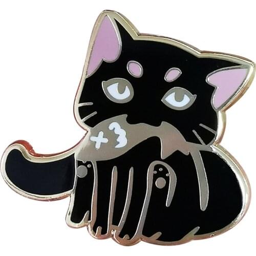 Black cat badge cute jackets backpack decor