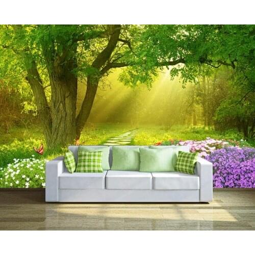 CJSIR Custom Photo Wallpaper Wall Murals Wall Stickers Flowers Butterfly Forest Fresh TV Background Wall Papel De Parede Decor