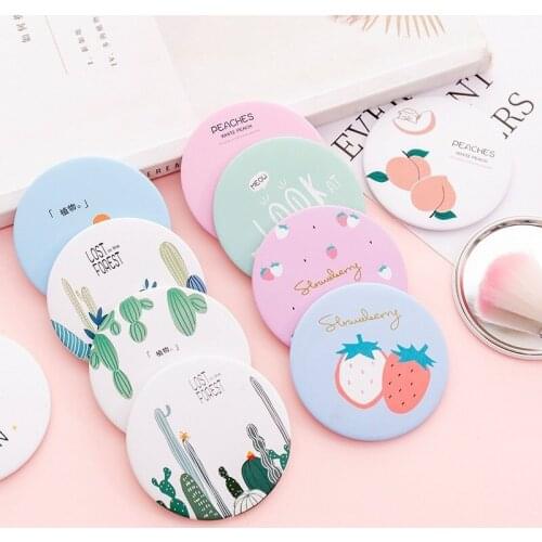 CSHOU114 Multi Styles Round Makeup Mirror Cartoon Pattern Portable Compact Pocket Women Girl Cosmetic Small Compact Mirrors
