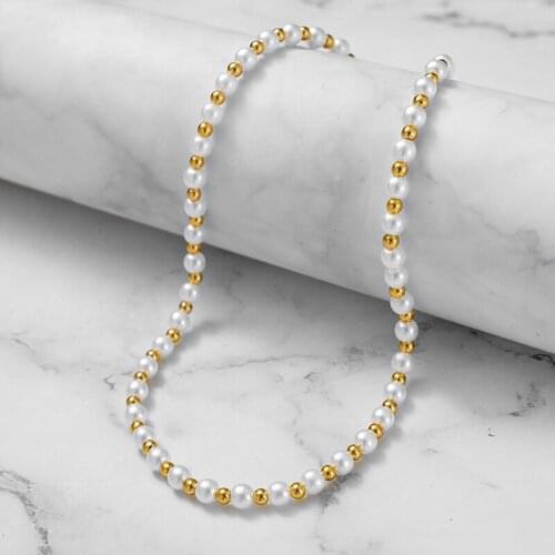 Elegant White Imitation Pearl Necklace for Women Vintage Clavicle Chain Necklace for Women Charm Collares Choker Fashion Jewelry