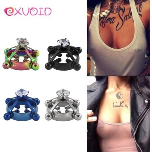 EXVOID Stainless Steel SM Bondage Non-Piercing Nipple Ring Jewelry Breast Clamp Massage Diamond Nipple Clip Sex Toy For Couples