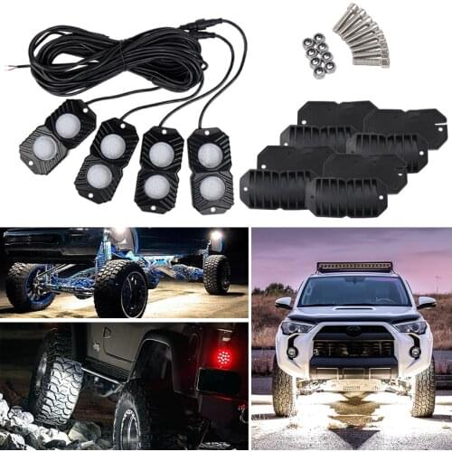 4 Pods LED Rock Lights 12V 18W Waterproof Underglow Light for Car ATV UTV SUV Offroad Underbody Glow Trail Rig Lamp