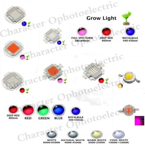 Hydroponic LED Plant Grow light chip Full spectrum Royal Blue 450NM Deep Red 660NM Ultraviolet led1W 3W 5W 10W 20W 30W 50W 100W