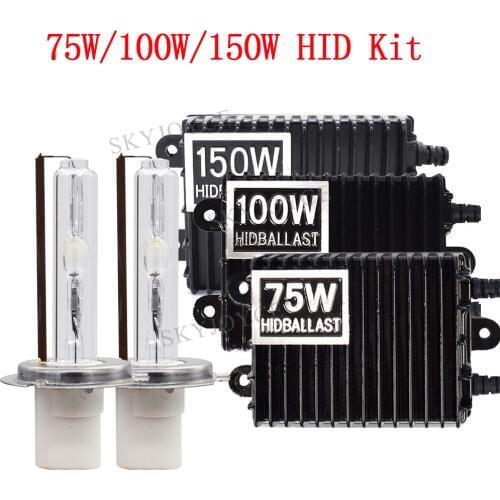 Car Headlight 75W HID Bulb Ballast Kit 4300K 6000K Bulb H1 H7 H11 9005 D2H HID Kit 12V 75W 100W 150W High Power HID Ballast Kit