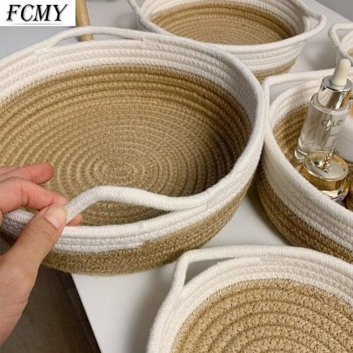 Cotton Rope Storage Baskets Kids Hand Woven Baskets Underwear Box Sundries Toys Candy Storages Desktop Small Organizer Box