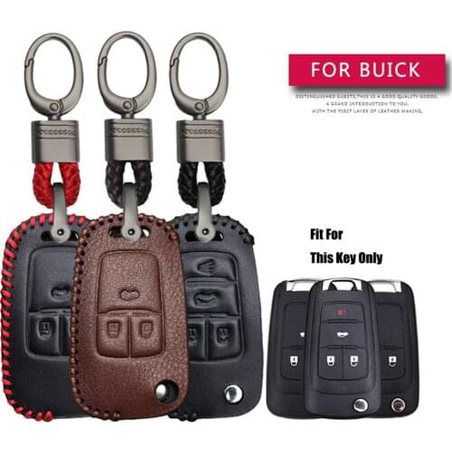 KUKAKEY Car Accessories Key Cover Case For Buick Excelle XT Regal GS Encore Lacrosse Verano Hand-woven Smoky Grey Metal Keyring