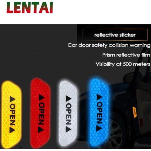 LENTAI 1Set Auto Safety Warning Mark Tape Car Door Reflective Stickers For Ford Focus 2 3 Fiesta Mondeo MK4 Ranger Toyota RAV4