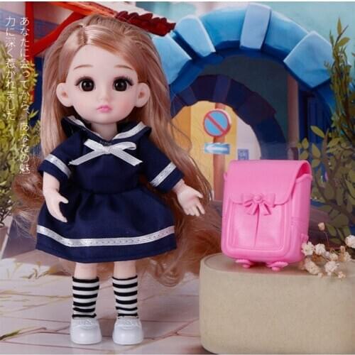 16cm Cute Moveable Joint Princess BJD Doll With Black Dress Girl Toy Birthday Gift