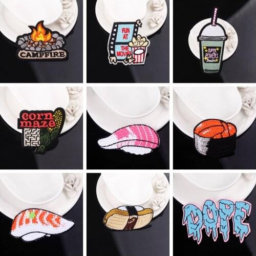 Food Sushi Patch DIY Badges Embroidered Patches For Clothing Appliques Sewing Patches Iron On Patch Stickers Garment Accessories