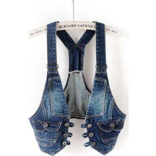 2020 NEW women sleeveless denim vests summer dress jean vest all match Korean fashion slim short waistcoat JC201