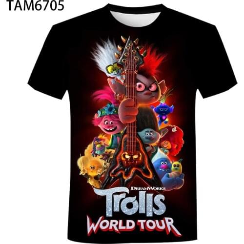 New T-shirt troll amine 3D printing T-shirt for men and women 2021 childrens anime short-sleeved street top cool T-shirt