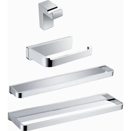 2020 new arrival 4pcs rushed bath hardware set paper holder double towel bar robe hooks bathroom accessory