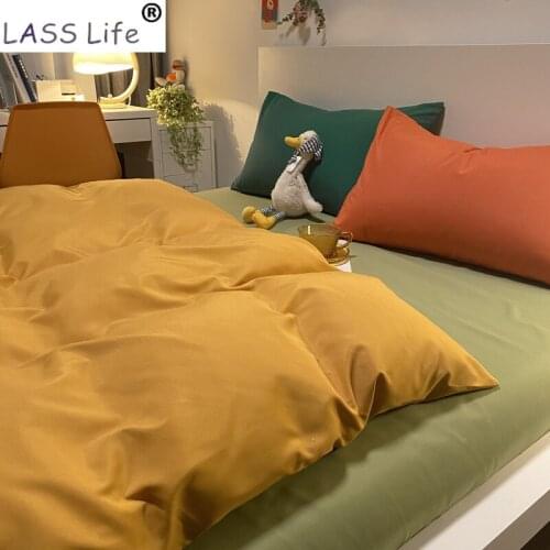 Solid Color Bedding Sets Brushed Mattress Duvet Cover Set Bed Linen Quilt Cover Bed Sheet Pillow Shams Queen King Bedclothes