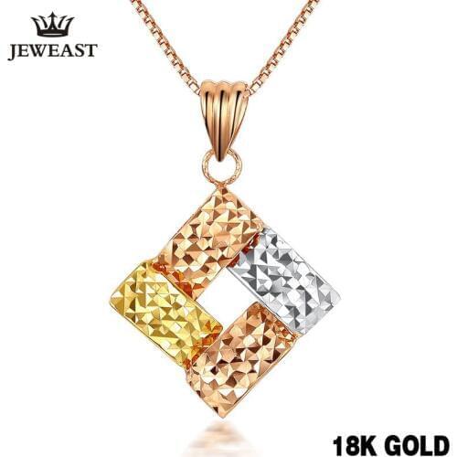 18k Gold Charm Cube Shape 2020 New Jewelry Genuine Rose Pendant Woman Girl Fashion Pure Multicolor Classic Party Discount Fine