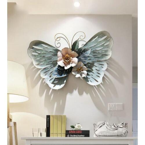 Modern Wrought Iron Butterfly 3D Wall Sticker Crafts Decoration Home Bedroom Wall Hanging Ornaments Hotel Bar Wall Mural Artwork