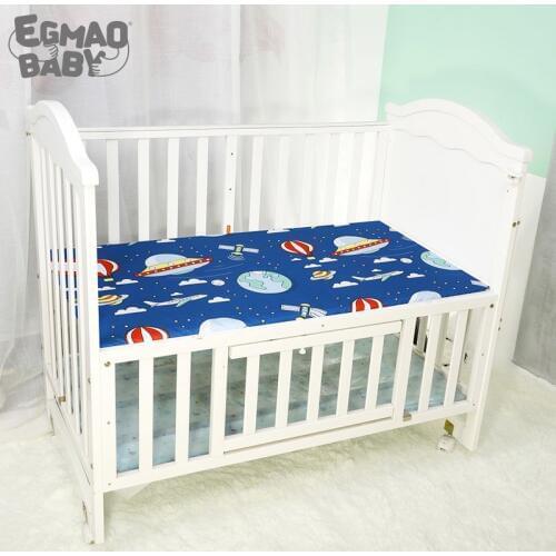 130*70cm Baby Crib Fitted Sheet For Unisex Boy andGirl Baby Bed Mattress Cover Soft Breathable Cartoon Print Newborn Bedding