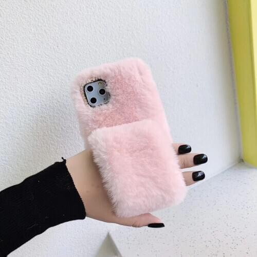 Luxury Pure Color Soft Fluffy Plush Phone Case for Samsung A10s A20s A30s A50s A30 A20 M30 A40s A70 A40 A60 A20e Wristband Cover