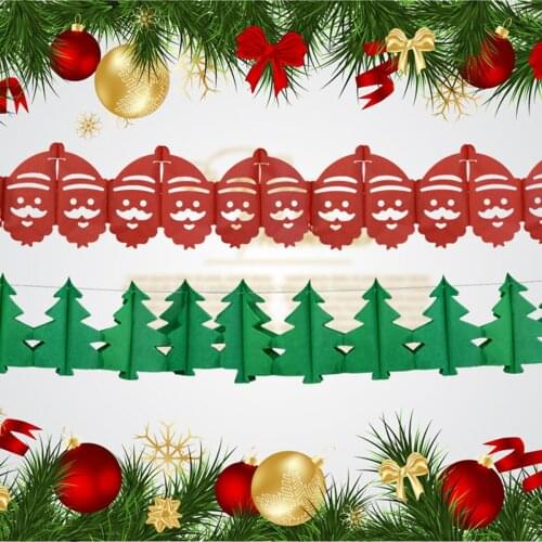 Christmas Hanging Paper Garland Chain Home Festival Party Ceiling Banner Decor For Classroom, Shop, Party, Christmas Decorations