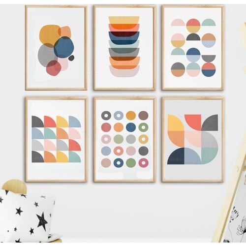 Scandinavian Color Pattern Gallery Nursery Wall Art Canvas Painting Nordic Posters And Prints Wall Pictures Kids Teen Room Decor