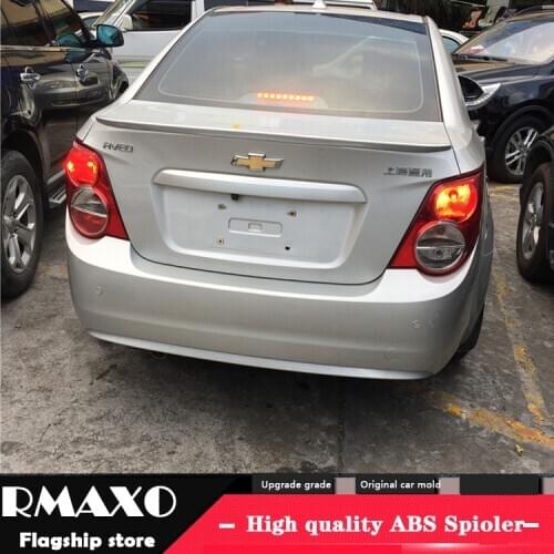For Chevrolet Aveo Spoiler 2011-2015 Aveo High Quality ABS Material Car Rear Wing Primer Color Rear Spoiler