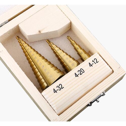 Triangle Handle Spiral Stepped Drill Pagoda Drill Bit Hole Multi-purpose Reamer Plate Iron Aluminum Plate 3pcs Drilling