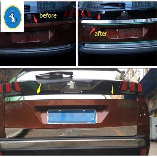 Yimaautotrims Rear Trunk Cover Tailgate Trim Hatch Back Door Handle Molding Boot Garnish Fit For Peugeot 3008 3008GT 2017 - 2020