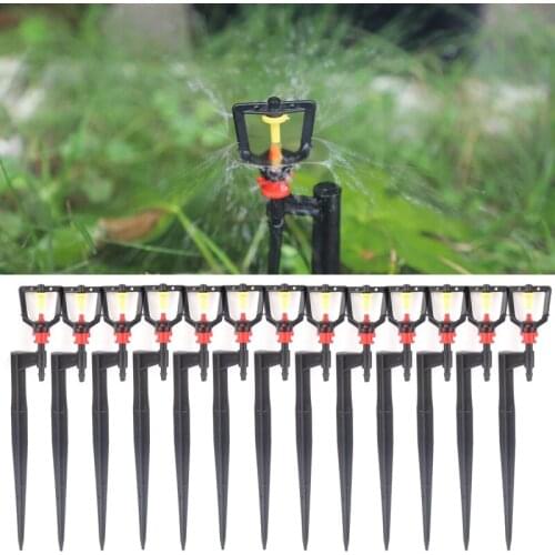 5Pcs Black Yellow Red Box Rotary Nozzle Irrigation Sprinkler Nozzle Support Spike Watering Sprinklers Stakes Water Connectors